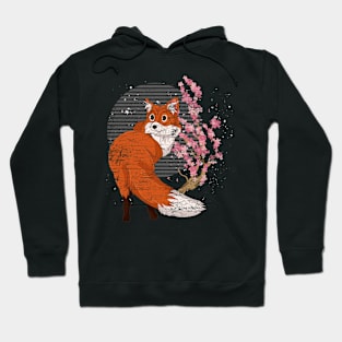 Wildlife Cherry Blossom Retro Fox Lover Forest Animal Fox Hoodie